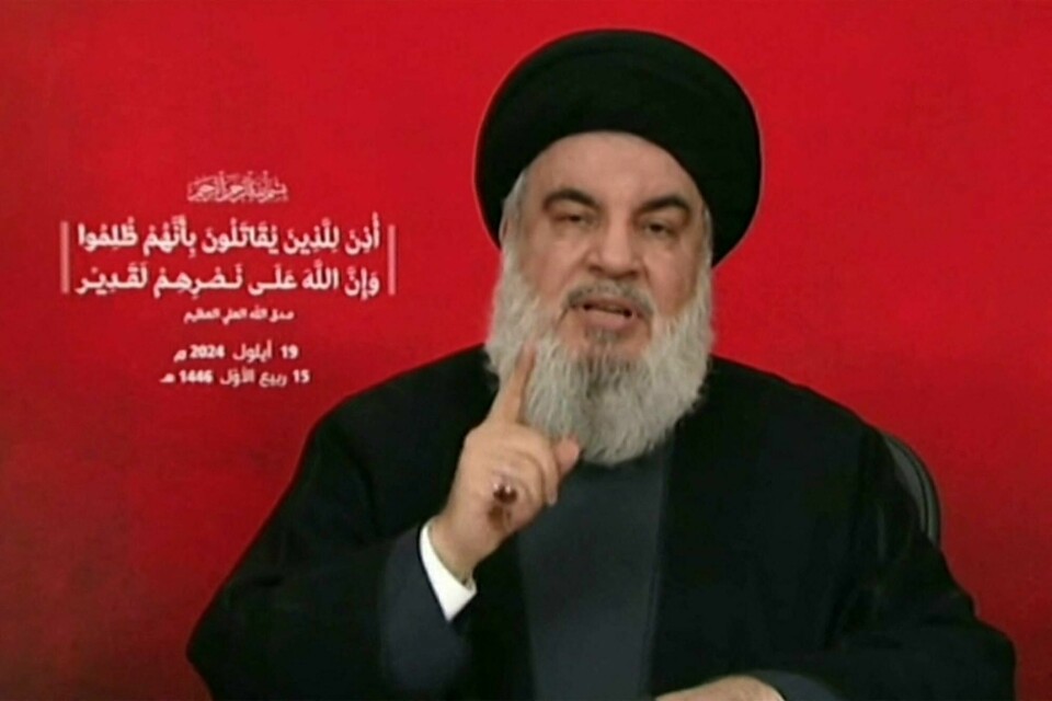 Hizbollah-sjef Hassan Nasrallah, her fra 19. september i år. Hizbollah-sjef Hassan Nasrallah, her fra 19. september i år.