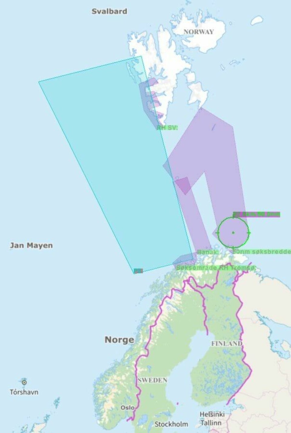 Motorseilbåten Kobben, som var savnet mellom Vannøya og Svalbard, ble fredag kveld funnet av et redningshelikopter 40 nautiske mil vest for Andøya. Dette kartutsnittet viser området som det har blitt søkt i etter den savnede seilbåten. Motorseilbåten Kobben, som var savnet mellom Vannøya og Svalbard, ble fredag kveld funnet av et redningshelikopter 40 nautiske mil vest for Andøya. Dette kartutsnittet viser området som det har blitt søkt i etter den savnede seilbåten.