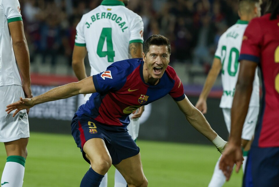 Robert Lewandowski jubler for målet som ga seier over Getafe. Robert Lewandowski jubler for målet som ga seier over Getafe. Foto: Joan Monfort, AP / NTB