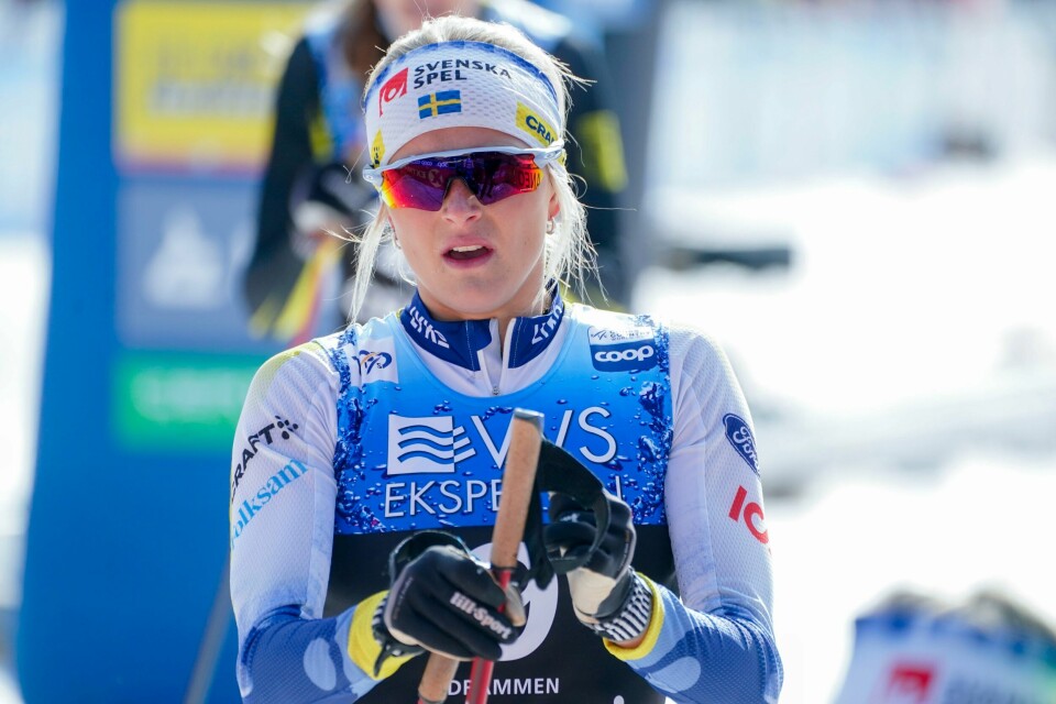 Frida Karlsson fra Sverige under sprinten i Drammen sist sesong. Frida Karlsson slet fredag. Foto: Terje Pedersen / NTB
