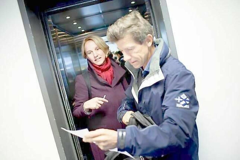Biologiprofessor Dag O. Hessen og forskningsleder Cathrine Holst i Arena visste ikke helt hvilken etasje de skulle gå av i på vei til sitt første møte i Akademisk råd.