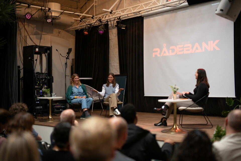 Marie Hafting («Alt du elsker») og Linn-Jeanethe Kyed («Rådebank») under TVbransje-arrangementet Seriedagen i Oslo Marie Hafting + Merethe Kyed