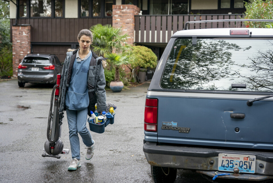 Margaret Qualley har hovedrollen som Alex i den gode dramaserien «Maid» på Netflix. Margaret Qualley har hovedrollen som Alex i den gode dramaserien «Maid» på Netflix.