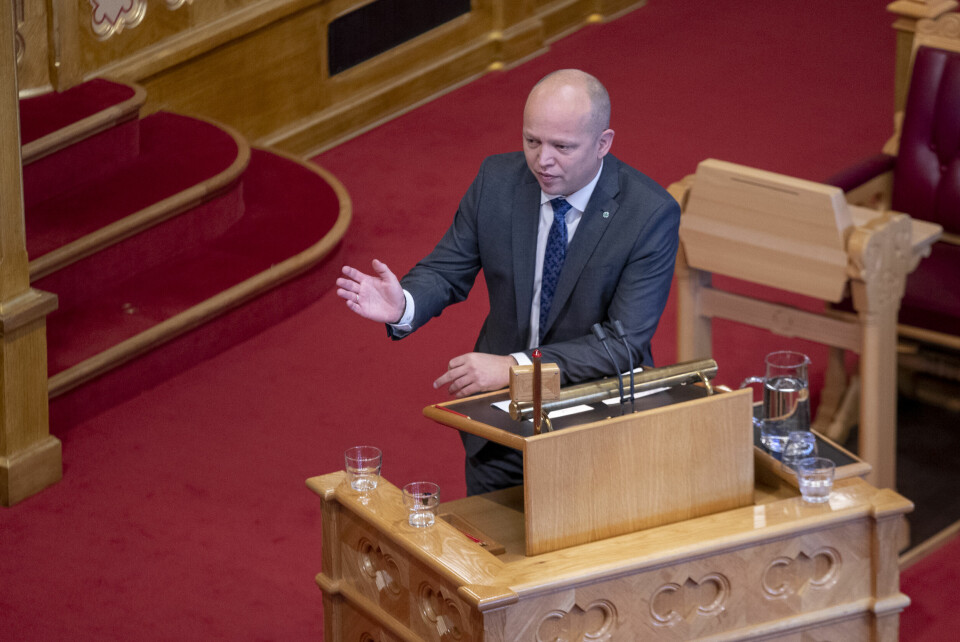 Finansminister Trygve Slagsvold Vedum (Sp) i Stortinget onsdag. Finansminister Trygve Slagsvold Vedum (Sp) i Stortinget onsdag.