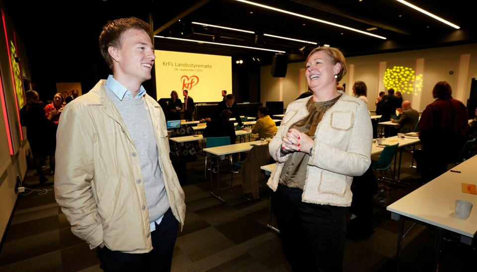 KrFU-leder Hadle Rasmus Bjuland vil ha Olaug Bollestad som partileder i KrF. Her er han avbildet sammen med landsstyremedlem og fylkesleder Oddny Helen Turøy i Rogaland KrF KrFU-leder Hadle Rasmus Bjuland vil ha Olaug Bollestad som partileder i KrF. Her er han avbildet sammen med landsstyremedlem og fylkesleder Oddny Helen Turøy i Rogaland KrF