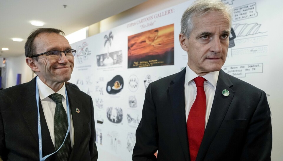 Statsminister Jonas Gahr Støre t.h. og klima- og miljøminister Espen Barth Eide deltar på klimatoppmøtet COP26 i Glagow. Jonas Gahr Støre og Espen Barth Eide