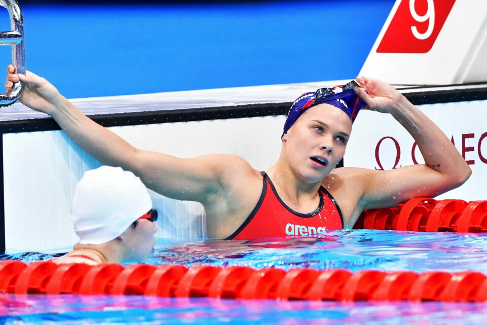 Svømmer Ingeborg Vassbakk Løyning er klar for semifinale på 50 meter rygg i kortbane-EM i svømming. Her er hun fra Tokyo-OL. Ingeborg Løyning knuste sin egen rekord på 200 meter rygg i OL torsdag. Foto: Jonas Ekströmer / TT / NTB