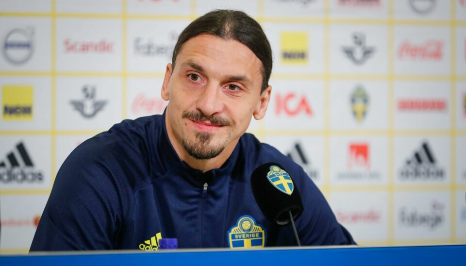 Zlatan Ibrahimovic på mandagens pressekonferanse foran Sveriges kommende landskamper i VM-kvalifiseringen. Zlatan Ibrahimovic på mandagens pressekonferanse foran Sveriges kommende landskamper i VM-kvalifiseringen. Foto: Christine Olsson / TT / AP / NTB