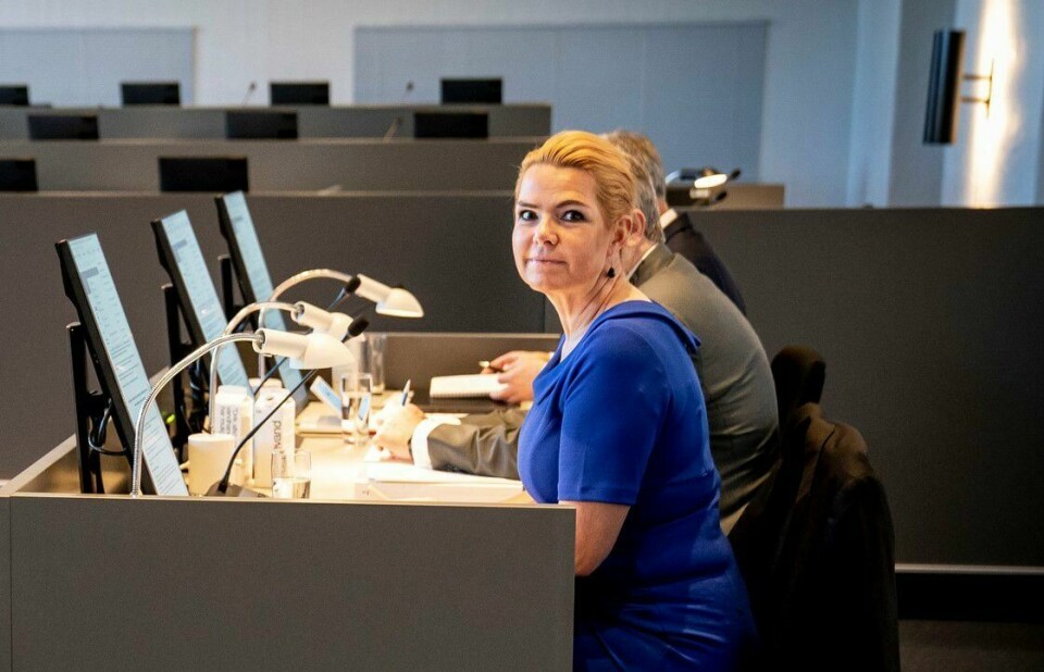 Den tidligere danske innvandringsministeren Inger Støjberg er dømt til 60 dagers fengsel i riksrettssaken som ble anlagt mot henne. Her er hun fotografert på den første rettsdagen i Eigtveds Pakhus i København 2. september i år. København, Danmark 20210902. Rigsretssag mod Inger Støjberg indledes i Eigtveds Pakhus i København, torsdag den 2. september 2021.Foto: Mads Claus Rasmussen / Ritzau Scanpix / NTB