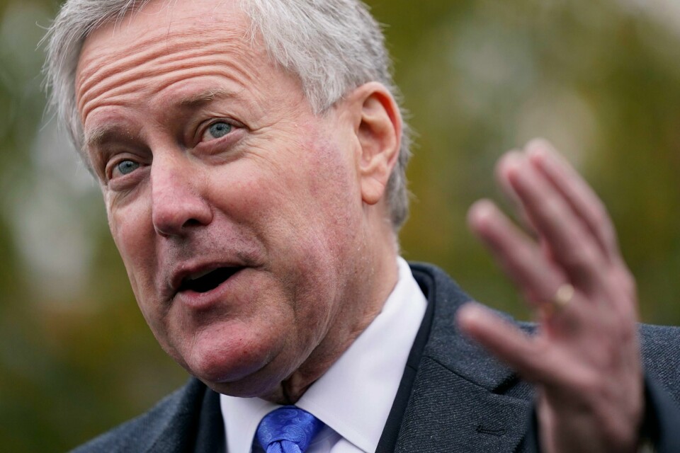 Mark Meadows fra da han fortsatt var stabssjef i Det hvite hus, avbildet i oktober i fjor. Mark Meadows fra da han fortsatt var stabssjef i Det hvite hus, avbildet i oktober i fjor. Foto: Patrick Semansky / AP / NTB