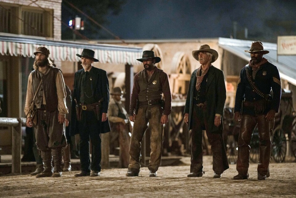 Ekte cowboyer i «Yellowstone»-oppfølgeren «1883»: Tim McGraw som James Dutton i midten. Ekte cowboyer i «Yellowstone»-oppfølgeren «1883»: Tim McGraw som James Dutton i midten.