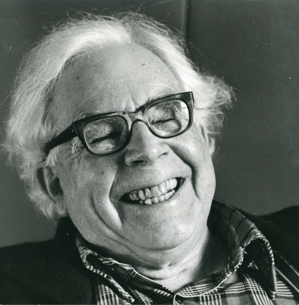 Trond Hegna, tidl. redaktør i 1ste Mai og forfatter av artikkelen 'Ingen Nordmann til salgs' den 28.09.1940.
Bildet også publisert 28.07.83 Trond Hegna
