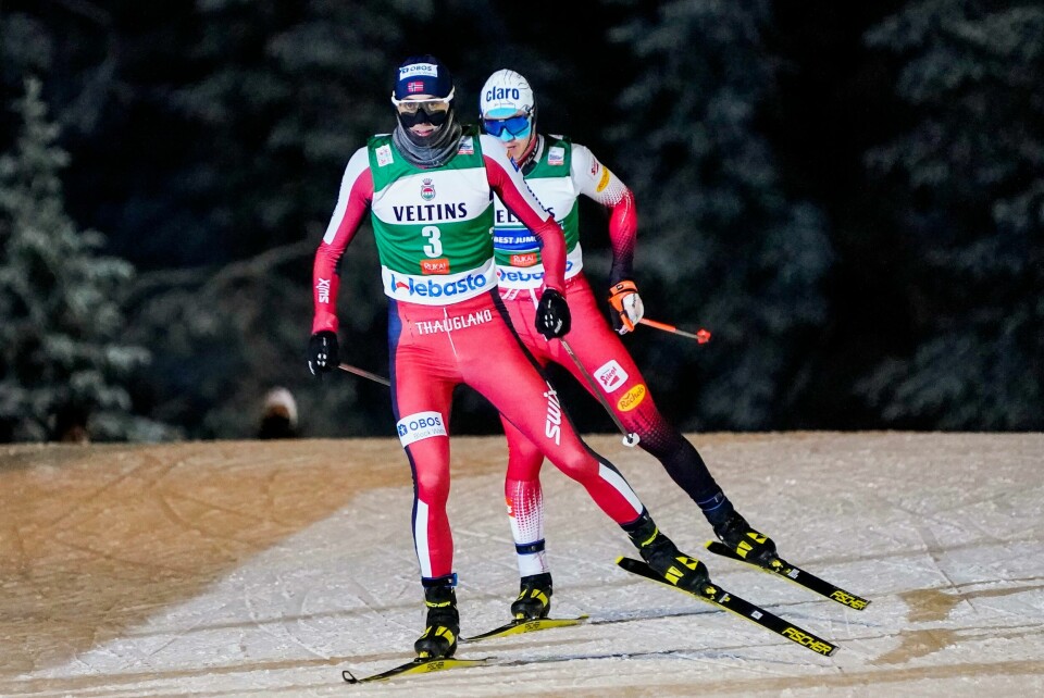 Jarl Magnus Riiber under søndagens jaktstart i Ruka. Jarl Magnus Riiber under søndagens jaktstart i Ruka.Foto: Torstein Bøe / NTB