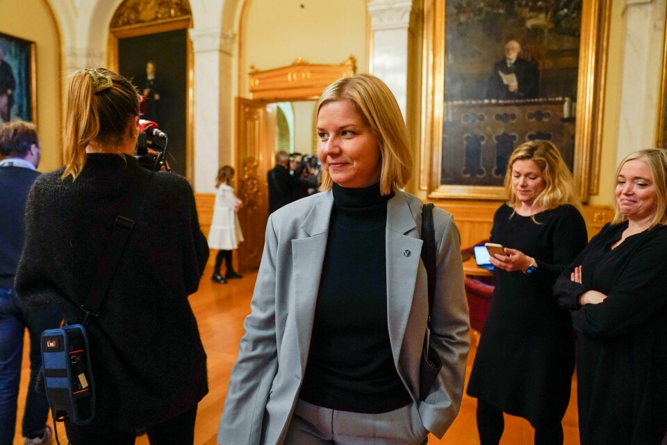 Venstre-leder Guri Melby er skeptisk til det nye budsjettet. Guri Melby (V) understreker at hun ikke blander seg inn i idrettsbevegelsens egne vurderinger når hun ber om norsk diplomatisk boikott av OL i Beijing. Foto: Torstein Bøe / NTB