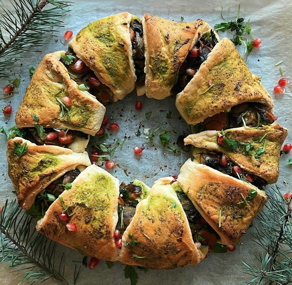 Pestokrans fra er god julemat for alle, sier Veganergutta. Vegansk jul