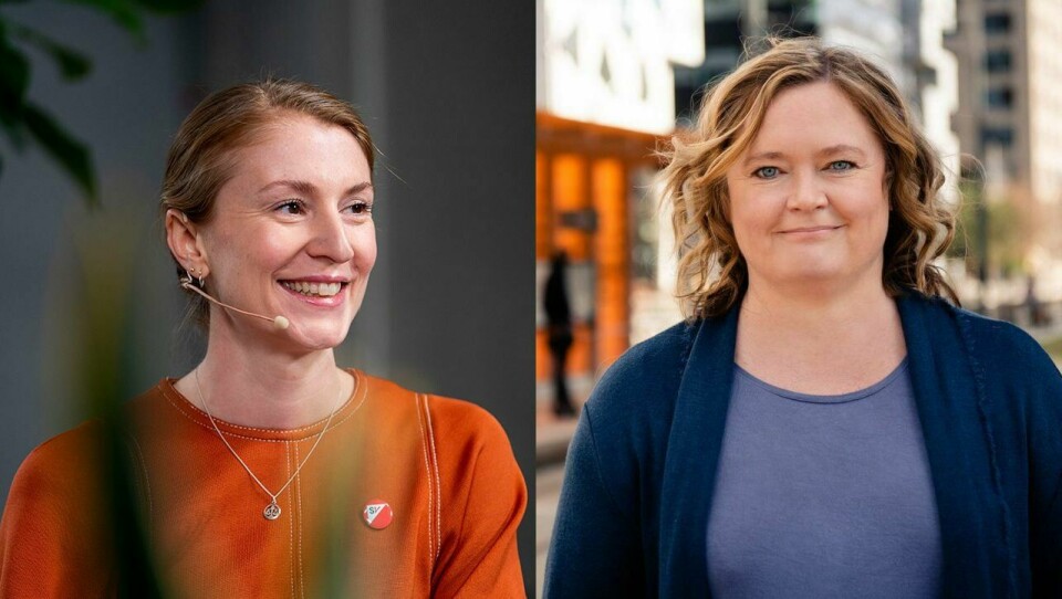 Sunniva Holmås Eidsvoll (til venstre), skolebyråd og leder av Oslo SV, kan smile svært fornøyd etter en meningsmåling som viser solid framgang. Også Anne Haabeth Rygg, som er gruppeleder for Oslo Høyre, har grunn til å være fornøyd. Sunniva Holmås Eidsvoll og Anne Haabeth Rygg, kollasj.