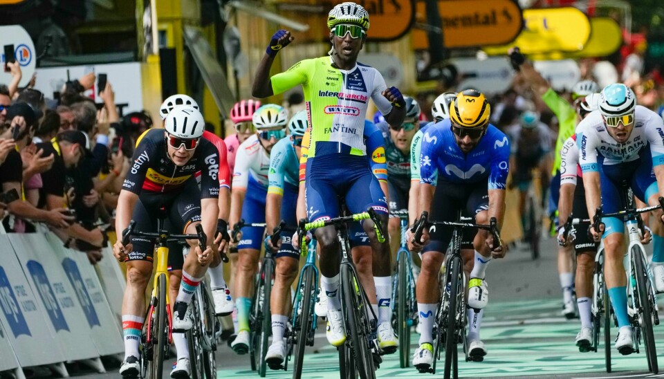 Biniam Girmay vant massespurten på den 3. etappen av Tour de France. Biniam Girmay vant massespurten på den 3. etappen av Tour de France. Foto: Jerome Delay / AP / NTB