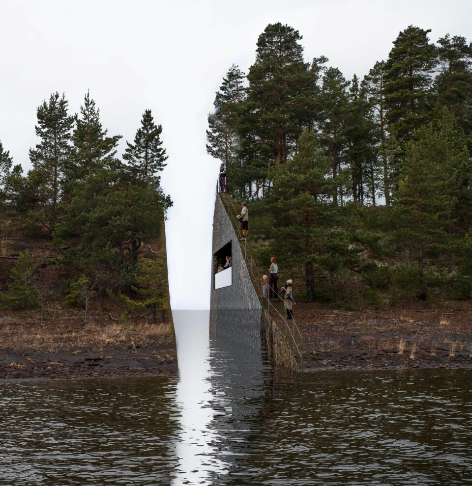 Illustrasjonsbilde av det nå så omstridte forslaget til minnesmerke etter 22. juli-kunstneren Jonas Dahlbergs «Memory Wound». Illustrasjonsbilde av det nå så omstridte forslaget til minnesmerke etter 22. juli-kunstneren Jonas Dahlbergs «Memory Wound».