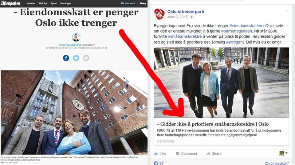 Oslo Arbeiderparti var ikke fornøyd med tittelen Aftenposten hadde til saken de publiserte om eiendomsskatten under valgkampen i fjor.