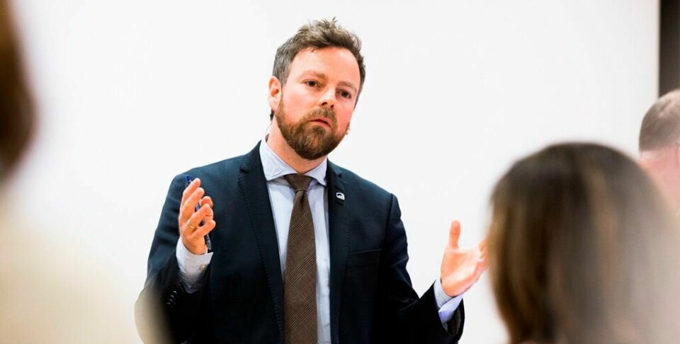 Kunnskapsministeren Torbjørn Røe Isaksen under offentleggjøringen av resultat fra PISA 2015 idet han besøker universitetet i Oslo, tirsdag.