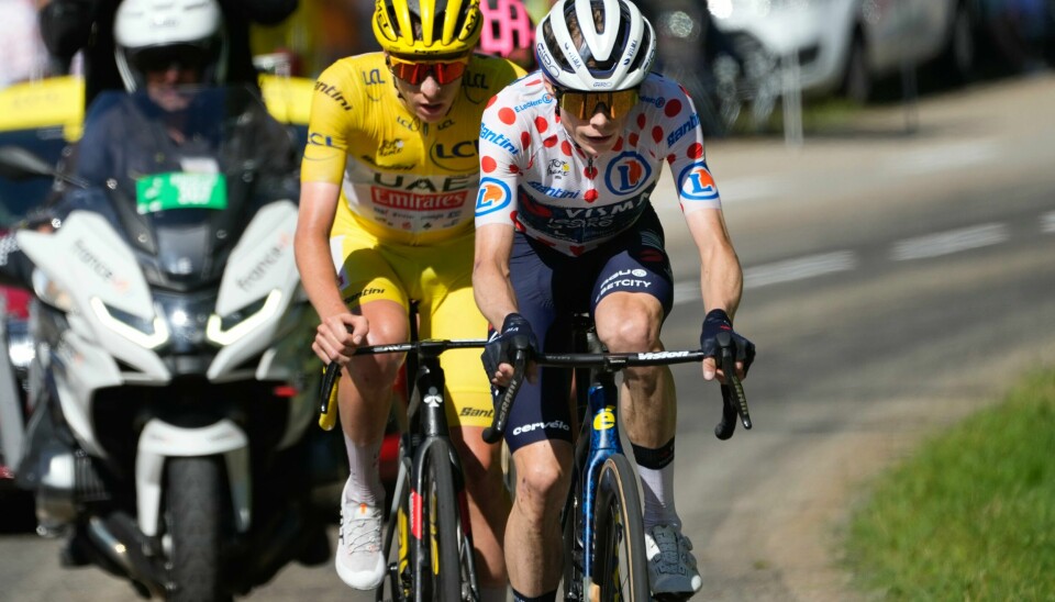 Tre minutter og ni sekunder skiller Tadej Pogacar og Jonas Vingegaard før den siste Tour de France-uken. Tre minutter og ni sekunder skiller Tadej Pogacar og Jonas Vingegaard før den siste Tour de France-uken. Foto: Jerome Delay / AP / NTB