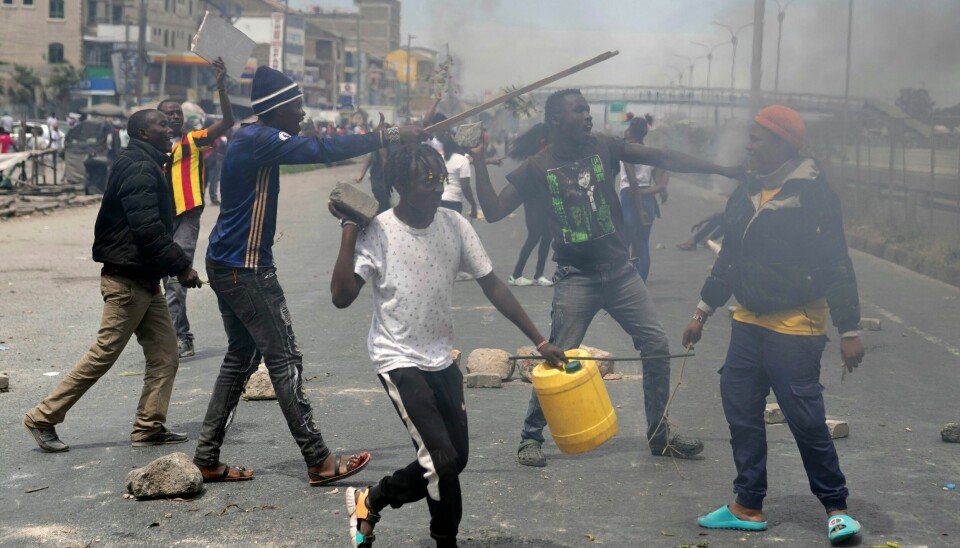 Det har vært sterk uro i Kenya siden den 25. juni. Bildene er fra en protest i Mombasa tidligere i juli. Det har vært sterk uro i Kenya siden den 25. juni. Bildene er fra en protest i Mombasa tidligere i juli. Foto: Brian Inganga / AP / NTB