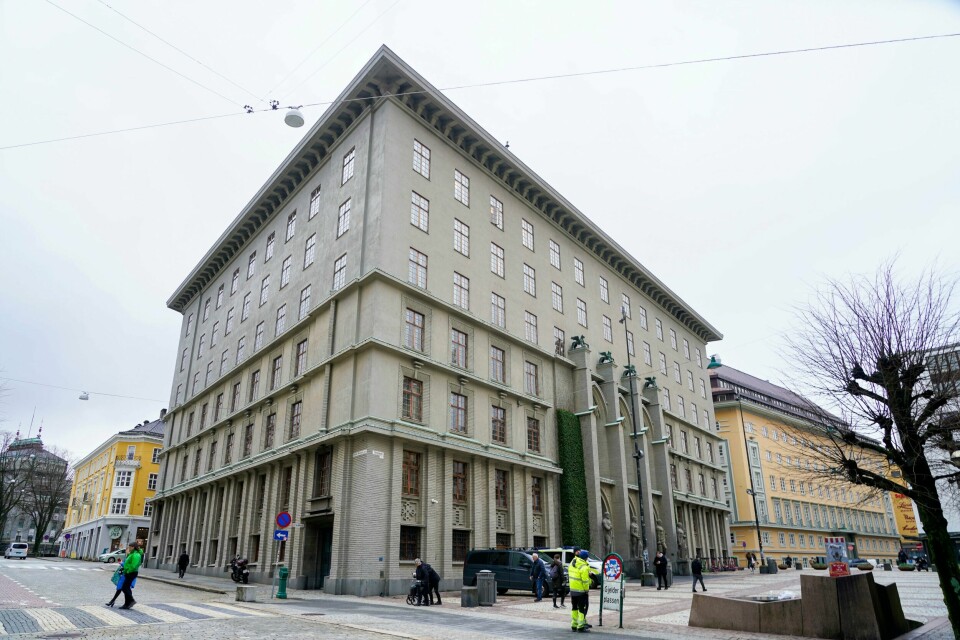 Mannen framstilles for varetektsfengsling i Hordaland tingrett onsdag ettermiddag. Bildet viser Bergen tingrett (Hordaland tingrett i Bergen).