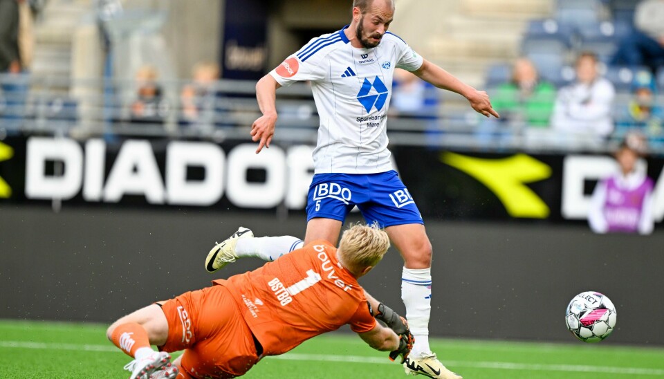 Eirik Hestad var flere ganger nære for Molde, men ble stoppet av Arild Østbø. Eirik Hestad var flere ganger nære for Molde, men ble stoppet av Arild Østbø. Foto: Carina Johansen / NTB