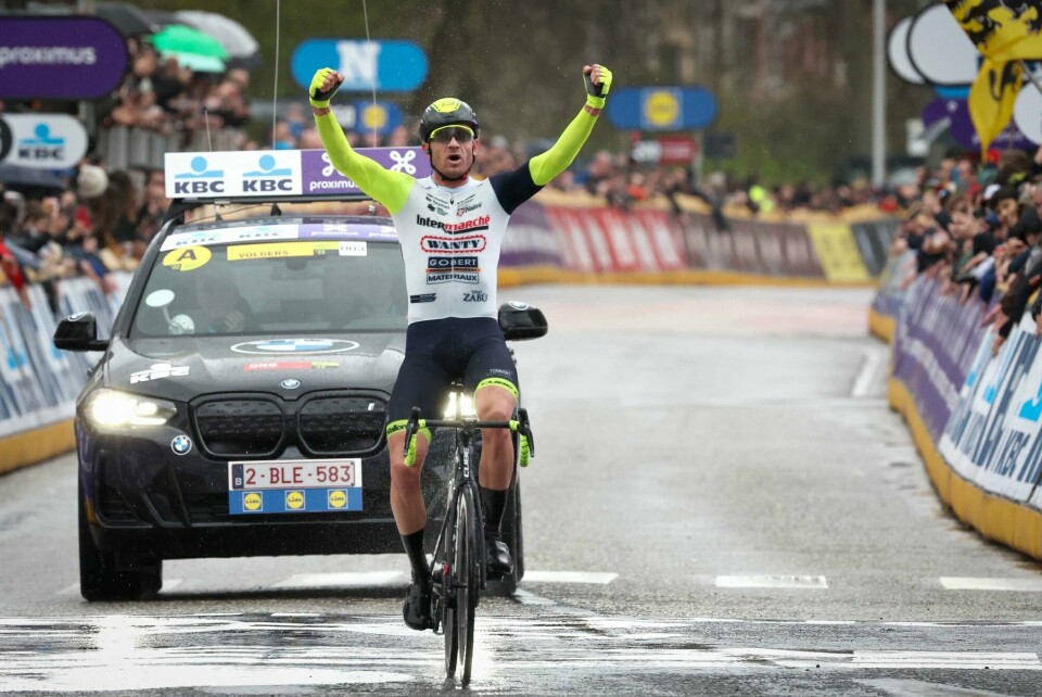 Alexander Kristoff rykket mot slutten og kjørte solo inn til mål da han vant Scheldeprijs for andre gang i karrieren onsdag. Alexander Kristoff rykket mot slutten og kjørte solo inn til mål da han vant Scheldeprijs for andre gang i karrieren onsdag.