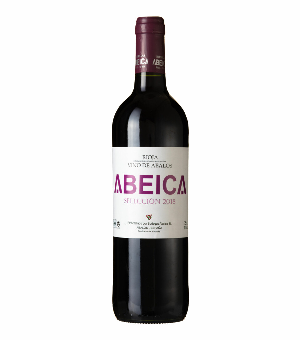 VIN: Abeica Selección Rioja 2018, kr 258,10. Foto: Produsenten VIN: Abeica Selección Rioja 2018, kr 258,10. Foto: Produsenten