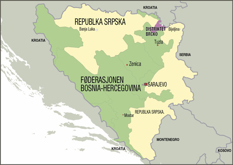 Kart over Bosnia-Hercegovina. Kart over Bosnia-Hercegovina.