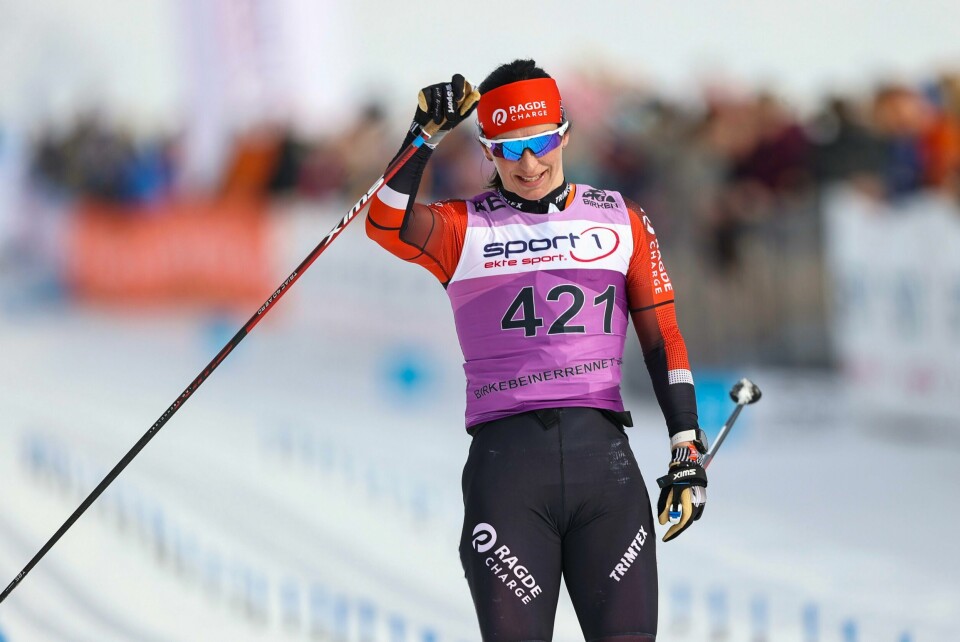 Marit Bjørgen går i mål i Birkebeinerrennet i år. Marit Bjørgen går i mål i Birkebeinerrennet i år.