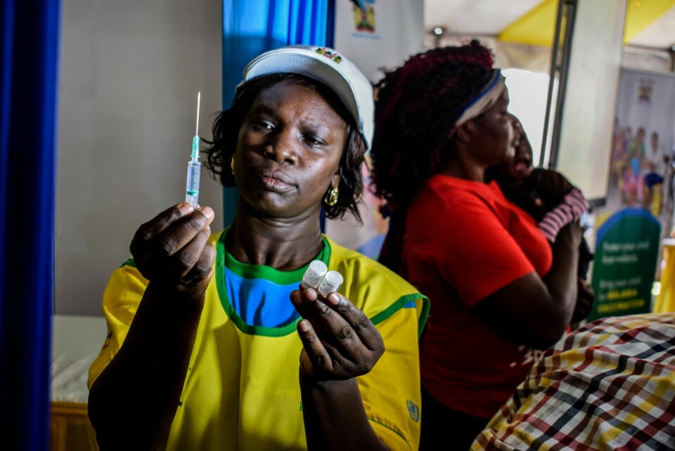 Pilotprosjektet med malariavaksine ble rullet ut i Kenya, Ghana og Malawi i 2019. Siden da har over 800.000 barn i disse landene blitt vaksinert. Her fra Kenya i 2019. Pilotprosjektet med malariavaksine ble rullet ut i Kenya, Ghana og Malawi i 2019. Siden da har over 800.000 barn i disse landene blitt vaksinert. Her fra Kenta i 2019.