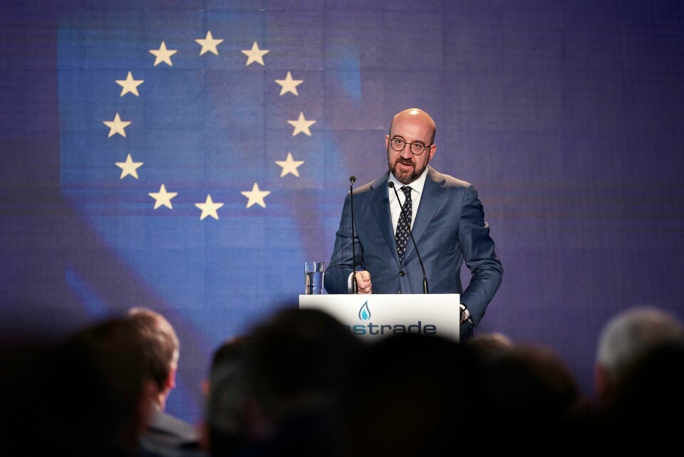 EU-president Charles Michel lover en kraftig økning i militærstøtten til Moldova. EU-president Charles Michel lover en kraftig økning i militærstøtten til Moldova. Foto: Dimitris Papamitsos / AP / NTB