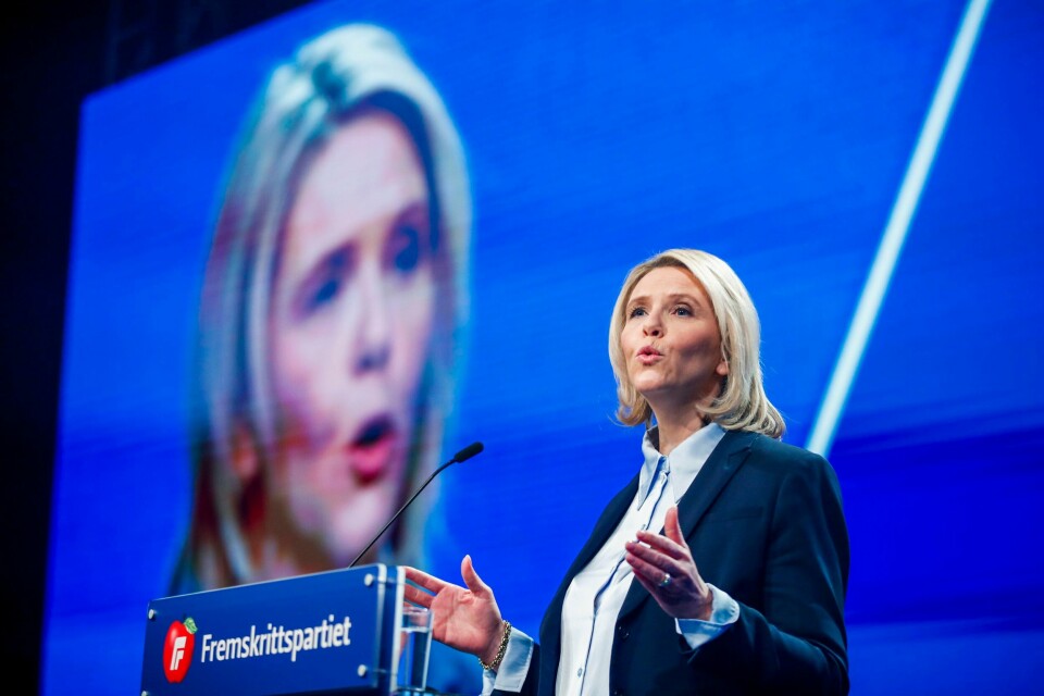 Leder i Fremskrittspartiet, Sylvi Listhaug, her avbildet under Fremskrittspartiets landsmøte 2022 på Gardermoen. Leder i Fremskrittspartiet, Sylvi Listhaug, her avbildet under Fremskrittspartiets landsmøte 2022 på Gardermoen.