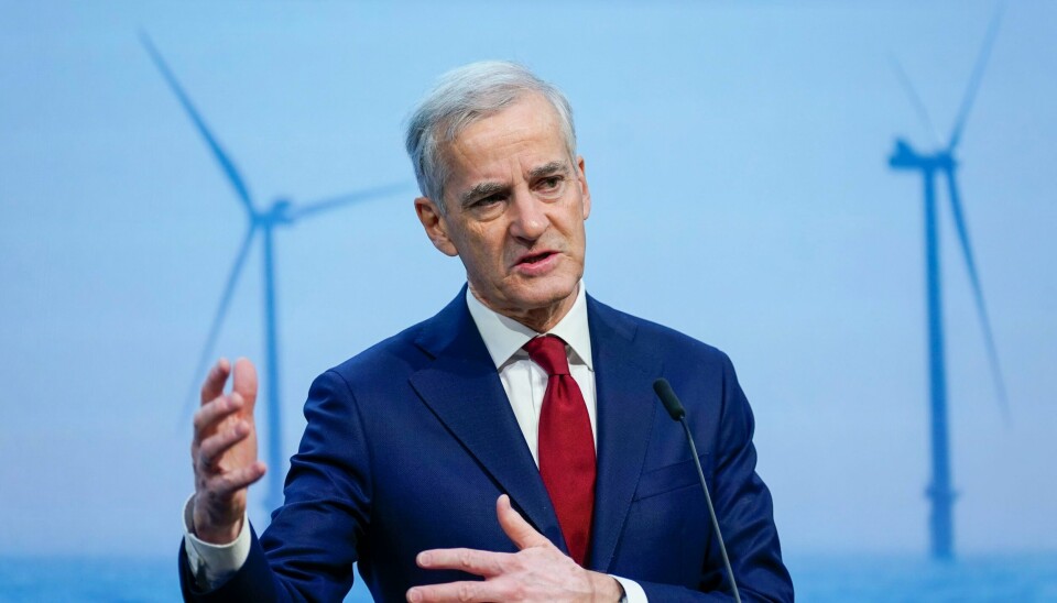 Statsminister Jonas Gahr Støre under onsdagens pressekonferanse om havvind i Marmorhallen i Oslo. Statsminister Jonas Gahr Støre under en pressekonferanse om havvind i Marmorhallen i Oslo.