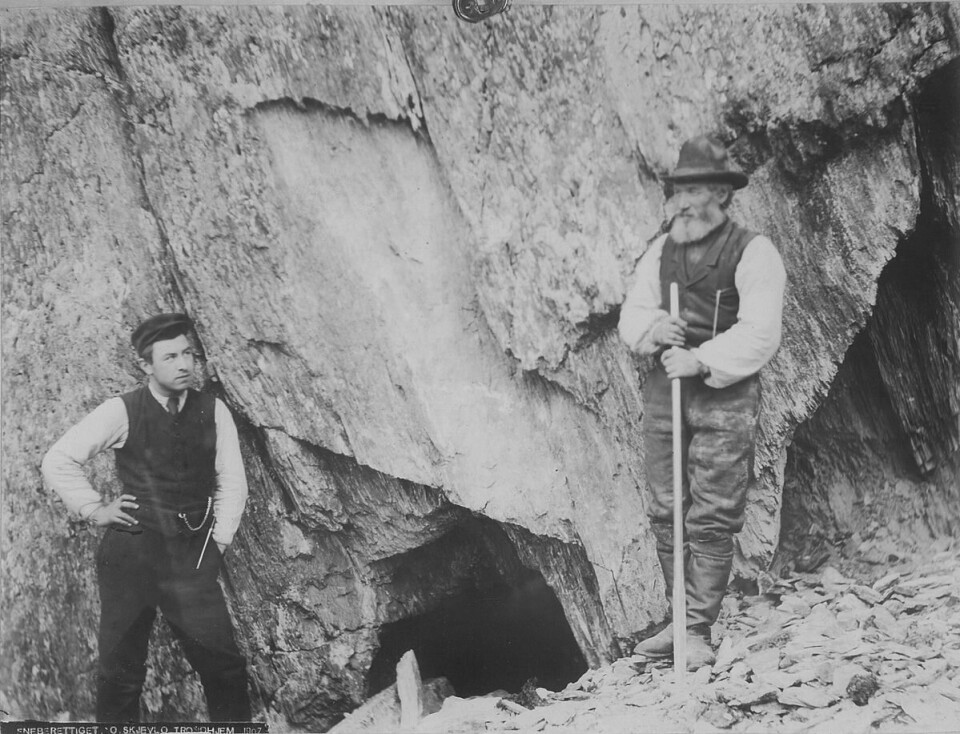 Høsten 1907 kulminerte den store søkeaksjonen i en stor klappjakt på romanifolk, kjent som taterjakta i Flå. Fløttumgutten hadde pekt ut bjørnehiet som skjulested for kidnappere. 400 mann fra Trøndelag – Flå, Horg, Hølonda, Meldal, Holtålen, Støren og Klæbu – deltok bevæpnet med rifler og haglgevær. Politimenn fra Trondheim deltok. Bildet viser et par av jegerne som poserer utenfor det som ble kjent som «Gudrunhulen». Høsten 1907 kulminerte den store søkeaksjonen i en stor klappjakt på romanifolk, kjent som taterjakta i Flå. Fløttumgutten hadde pekt ut bjørnehiet som skjulested for kidnappere. 400 mann fra Trøndelag - Flå, Horg, Hølonda, Meldal, Holtålen, Støren og Klæbu deltok bevæpnet med rifler og haglgevær. Politimenn fra Trondheim deltok. Bildet viser et par av jegerne som poserer utenfor det som ble kjent som «Gudrunhulen».