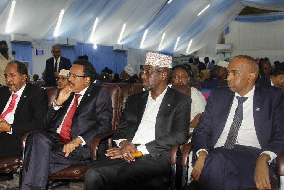 Fire av presidentkandidatene i Somalias presidentvalg, fra venstre: Hassan Sheikh Mohamud, Mohamed Abdullahi Mohamed, Sharif Sheikh Ahmed og Hassan Ali Khaire. Ahmed er ikke med til andre runde. Fire av presidentkandidatene i Somalias presidentvalg, fra venstre: Hassan Sheikh Mohamud, Mohamed Abdullahi Mohamed, Sharif Sheikh Ahmed og Hassan Ali Khaire. Ahmed er ikke med til andre runde. Foto: Farah Abdi Warsameh / AP / NTB