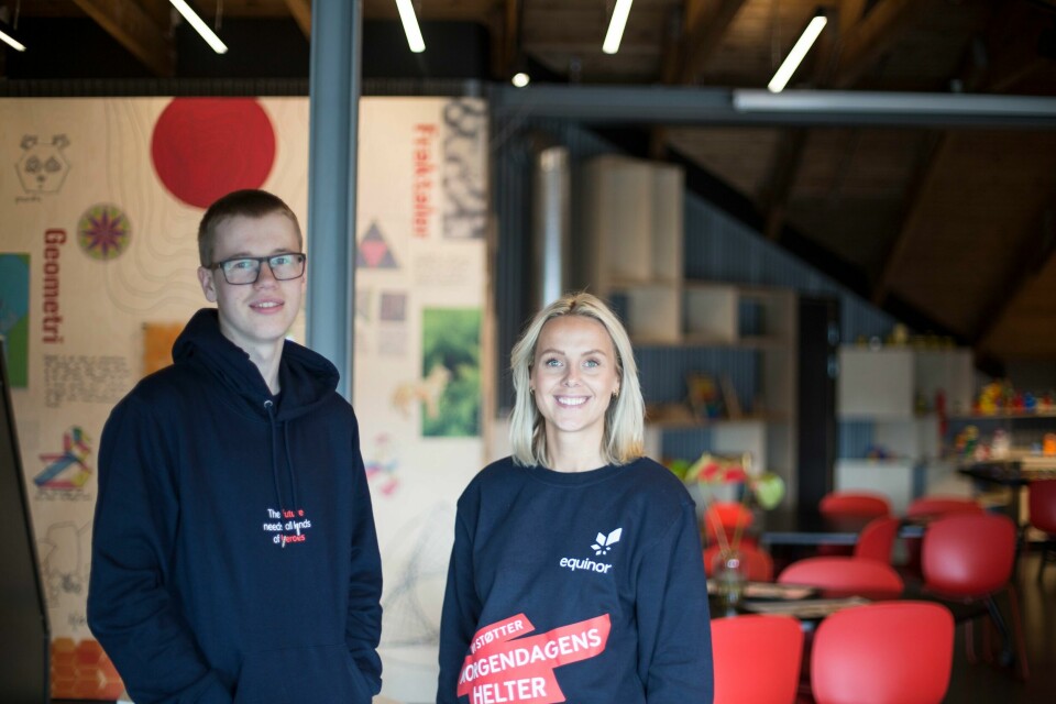Mattetalent David Eikeland (16) og prosjektleder Thea Rustad. OL-deltaker David Eikeland (16) og prosjektleder Thea Rustad.