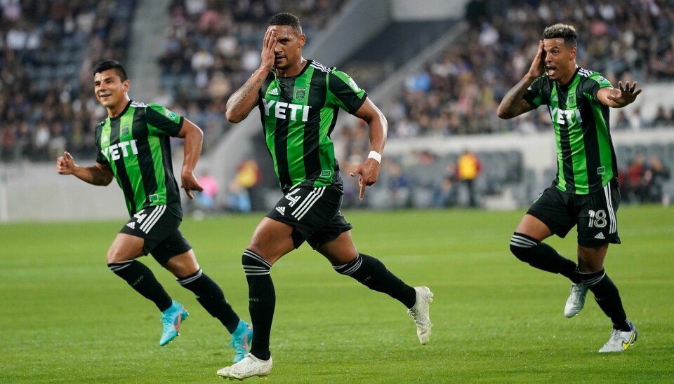 Ruben Gabrielsen (i midten) scoret Austins første mål i 2-1-seieren over Los Angeles FC. Ruben Gabrielsen (i midten) scoret Austins første mål i 2-1-seieren over Los Angeles FC. Foto: Ashley Landis / AP / NTB