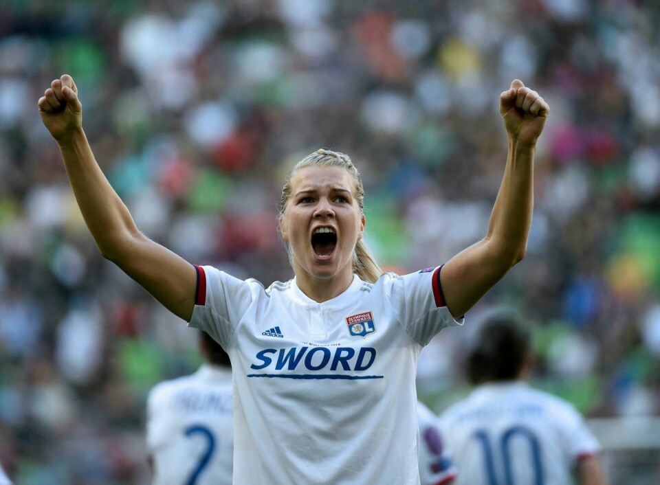 Ada Hegerberg jubler for ett av sine tre mål for Lyon mot Barcelona i mesterligafinalen i 2019. Tre år senere møtes lagene igjen om europacuptrofeet. Ada Hegerberg jubler for ett av sine tre mål for Lyon mot Barcelona i mesterligafinalen i 2019. Tre år senere møtes lagene igjen om europacuptrofeet. Foto: Balazs Czagany / MTI / AP / NTB