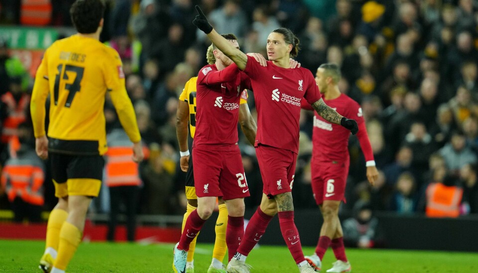 Darwin Nunez scoret Liverpools første mål mot Wolverhampton lørdag. Darwin Nunez scoret Liverpools første mål mot Wolverhampton lørdag. Foto: Jon Super / AP Photo /NTB