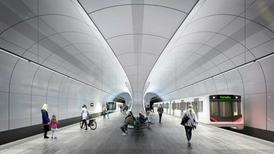 Fornebu stasjon på Fornebubanen slik Zaha Hadid Architects og A-lag ser det for seg. Fornebu stasjon på Fornebubanen slik Zaha Hadid Architects og A-lag ser det for seg.