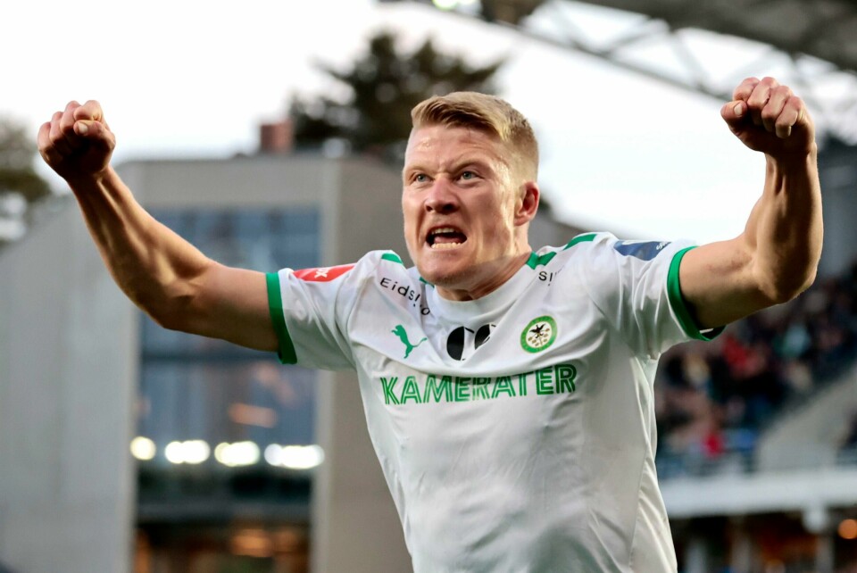 Kristian Eriksen jublet som besatt da han utlignet til 1–1 mot Rosenborg. Kristian Eriksen jublet som besatt da han utlignet til 1–1 mot Rosenborg.Foto: Geir Olsen / NTB