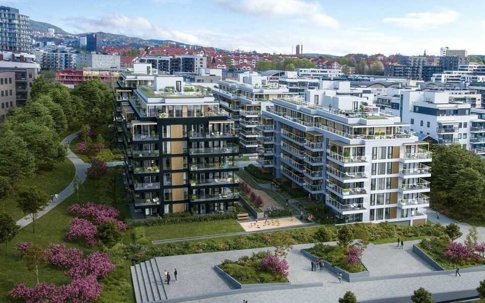Boligene i Ensjøparken i Gladengveien slik de er tenkt ferdigstilt. Boligene i Ensjøparken i Gladengveien slik de er tenkt ferdigstilt.