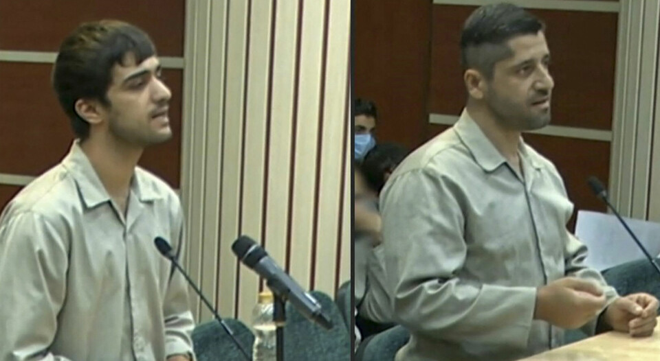 En video fra statlig iransk TV IRINN viser rettssaken mot Mohammad Mahdi Karami og Seyyed Mohammad Hosseini. Lørdag ble de to mennene henrettet. En video fra statlig iransk TV IRINN viser rettssaken mot Mohammad Mahdi Karami og Seyyed Mohammad Hosseini. Lørdag ble de to mennene henrettet.
