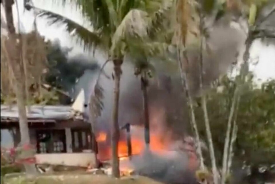 Stillbilde fra en video viser brannen som oppsto etter at flyet styrtet i et bolighus i Vinhedo i delstaten São Paulo. Stillbilde fra en video viser brannen som oppsto etter at flyet styrtet i et bolighus i Vinhedo i delstaten São Paulo. Foto: Felipe Magalhaes Filho / AP / NTB