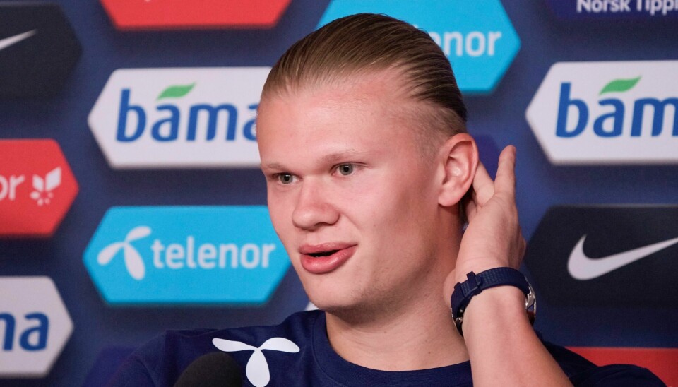 Erling Braut Haaland på pressetreff før landslaget i fotball trente på Ullevaal stadion mandag. Erling Braut Haaland på pressetreff før landslaget i fotball trente på Ullevaal stadion mandag. Foto: Javad Parsa / NTB.