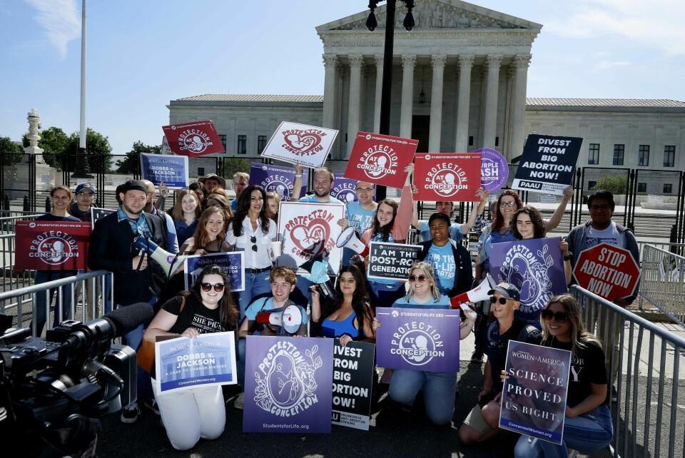 Abortmotstandere demonstrerte utenfor høyesterett i Washington DC tidligere i mai. Abortmotstandere demonstrerte utenfor høyesterett i Washington DC tidligere i mai.