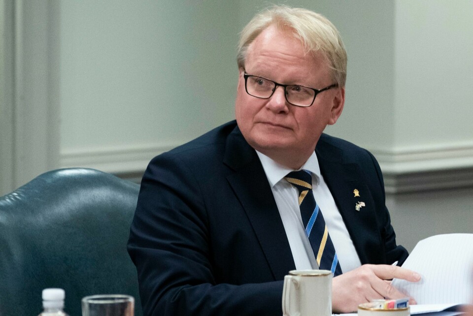 Sveriges forsvarsminister Peter Hultqvist på besøk i Washington 18. mai. Sveriges forsvarsminister Peter Hultqvist på besøk i Washington 18. mai. Foto: Alex Brandon / AP / NTB